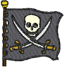 Two Swords Pirate flag embroidery design