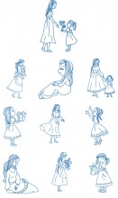 Bluework mother and daughter Embroidery designs
